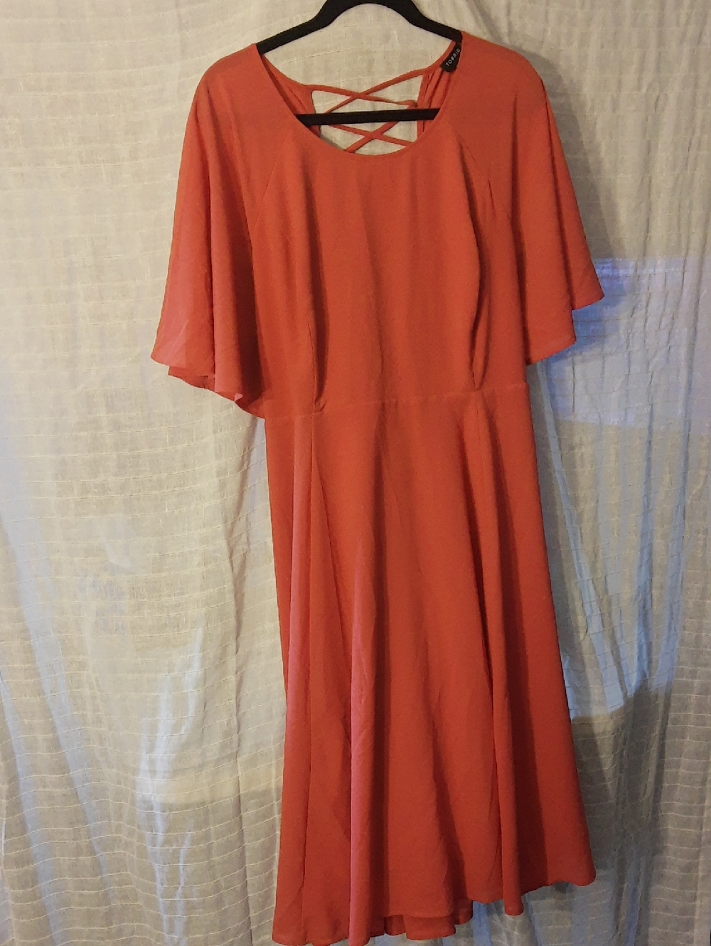 torrid Coral-Orange Midi Dress with Crisscross Back